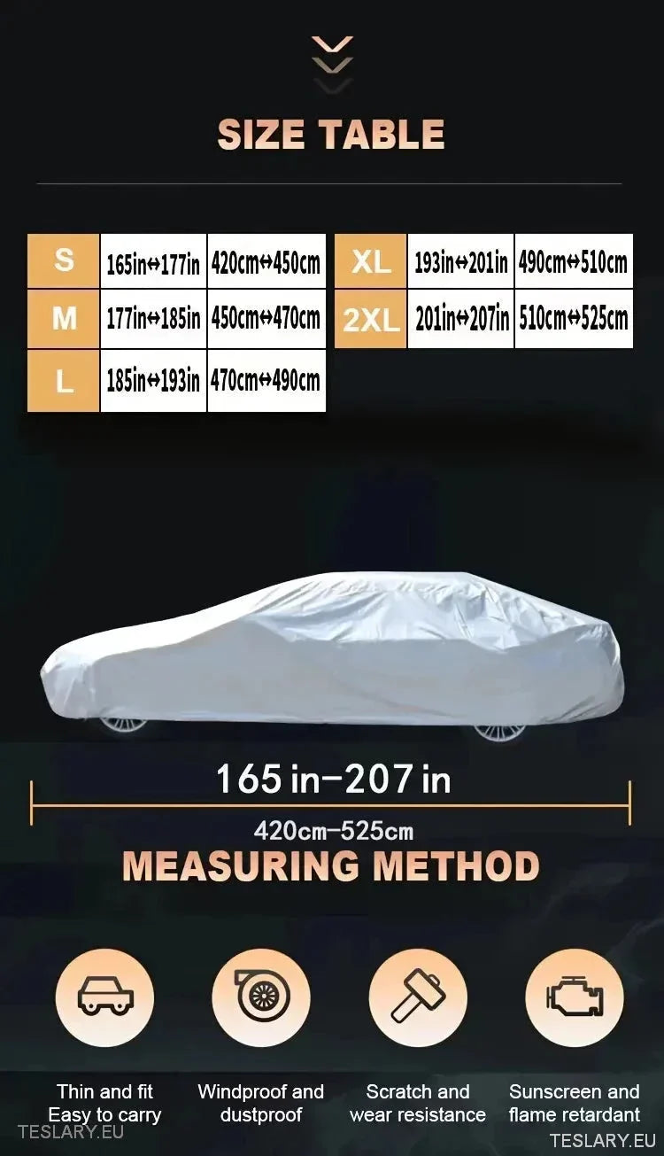 Indoor/Outdoor Universal 4.9M Car Cover/Protector - Black