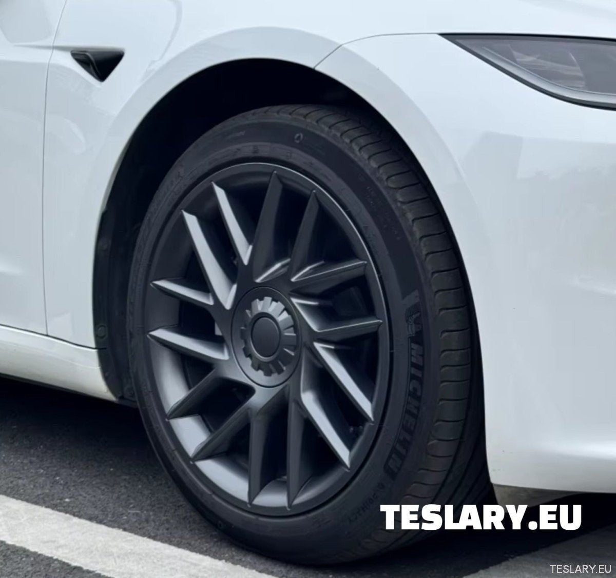 18" Tesla Model 3+ Highland Full Rim Induction Style Matte Black Wheel Covers - TESLARY Tesla Shop Accessories Europe Nederlands Ireland Deutschland Espana Alicante France Italia