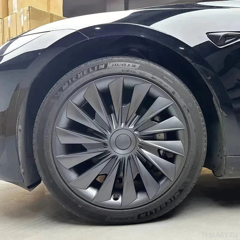 18" Tesla Model 3+ Highland Performance Induction Style Wheel Covers - Gloss Black - TESLARY Tesla Shop Accessories Europe Nederlands Ireland Deutschland Espana Alicante France Italia