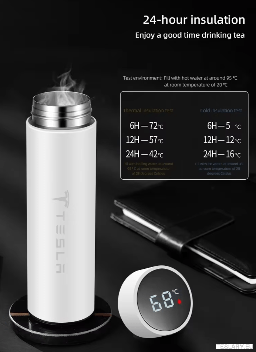 500ml Portable Insulated Travel Mug for Outdoor Adventures with Tesla Logo