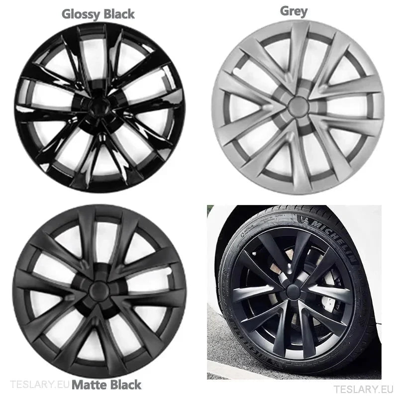 Tesla 3 18" Full Rim Silver / Grey Arachnid Sport Style Wheel Covers