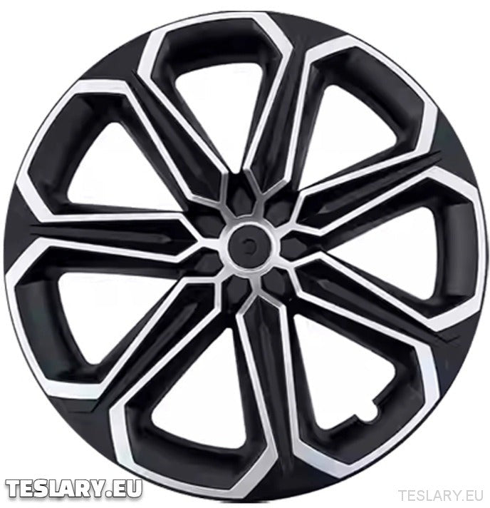 TESLA MODEL Y 19" UNIQUE S14 FULL COVER WHEEL HUBS BLACK & SILVER