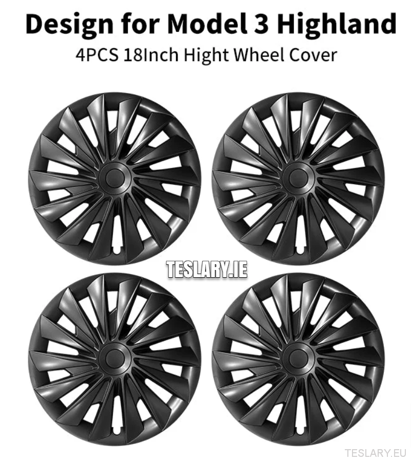Tesla Model 3+ Highland 18" Blade Style Wheel Covers - Matte Black