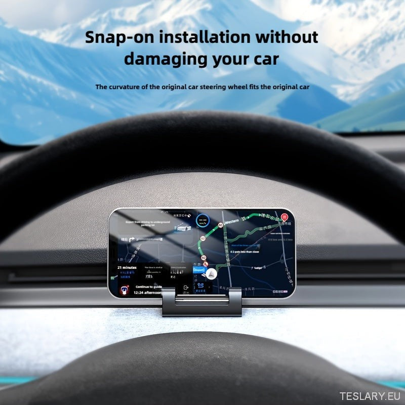 Phone Holder for Tesla Model 3 / Y - Snap-On Dashboard & Air Vent Mount, Adjustable Silicone