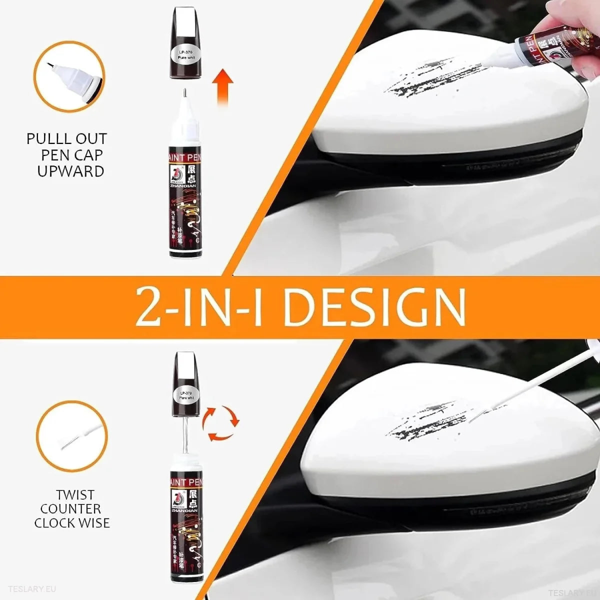 Car Touch Up Paint Pen with Brush - TESLARY Tesla Shop Accessories Europe Nederlands Ireland Deutschland Espana Alicante France Italia