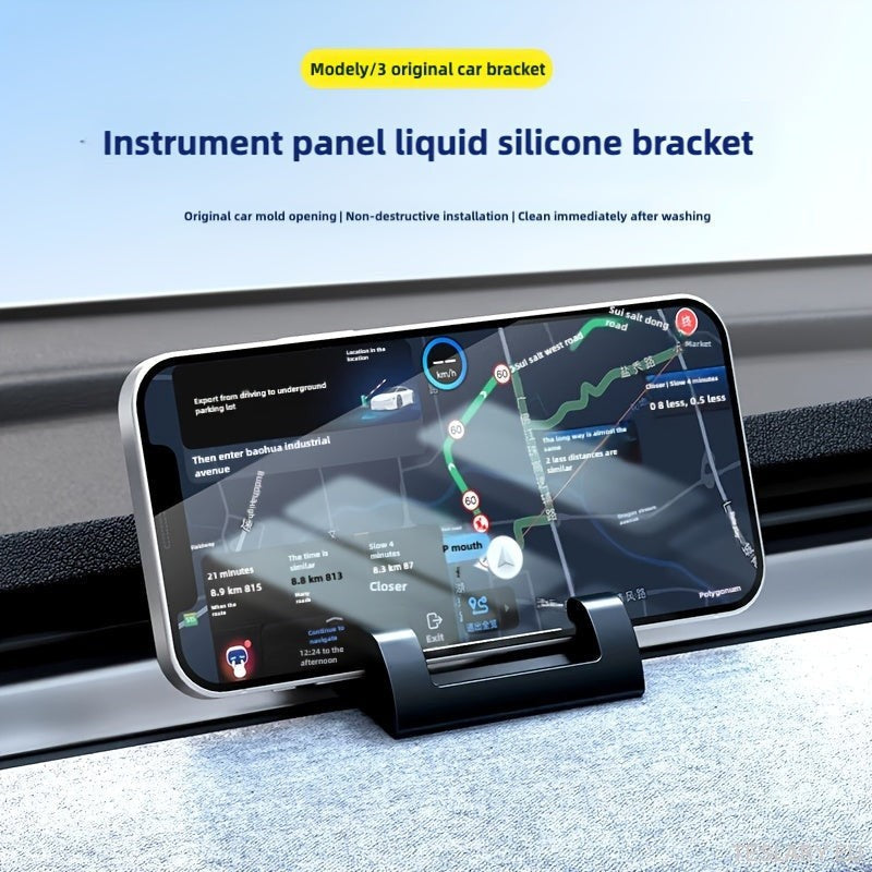 Phone Holder for Tesla Model 3 / Y - Snap-On Dashboard & Air Vent Mount, Adjustable Silicone