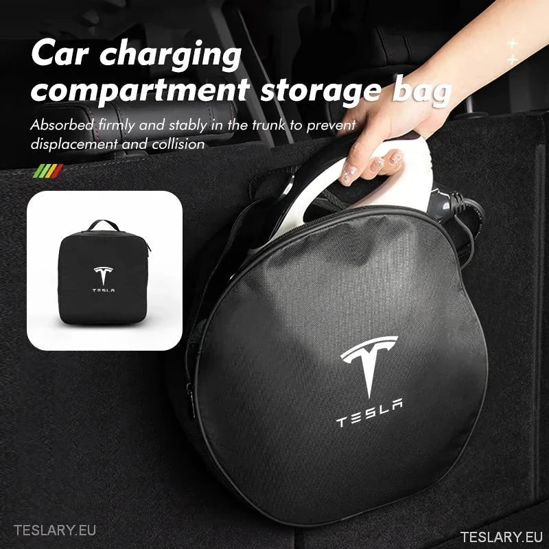 EV Cable Storage Bags Round & Square with Logo - TESLARY Tesla Shop Accessories Europe Nederlands Ireland Deutschland Espana Alicante France Italia