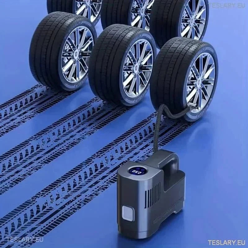 Portable 12 Volt Compressor with Digital Readout - TESLARY Tesla Shop Accessories Europe Nederlands Ireland Deutschland Espana Alicante France Italia