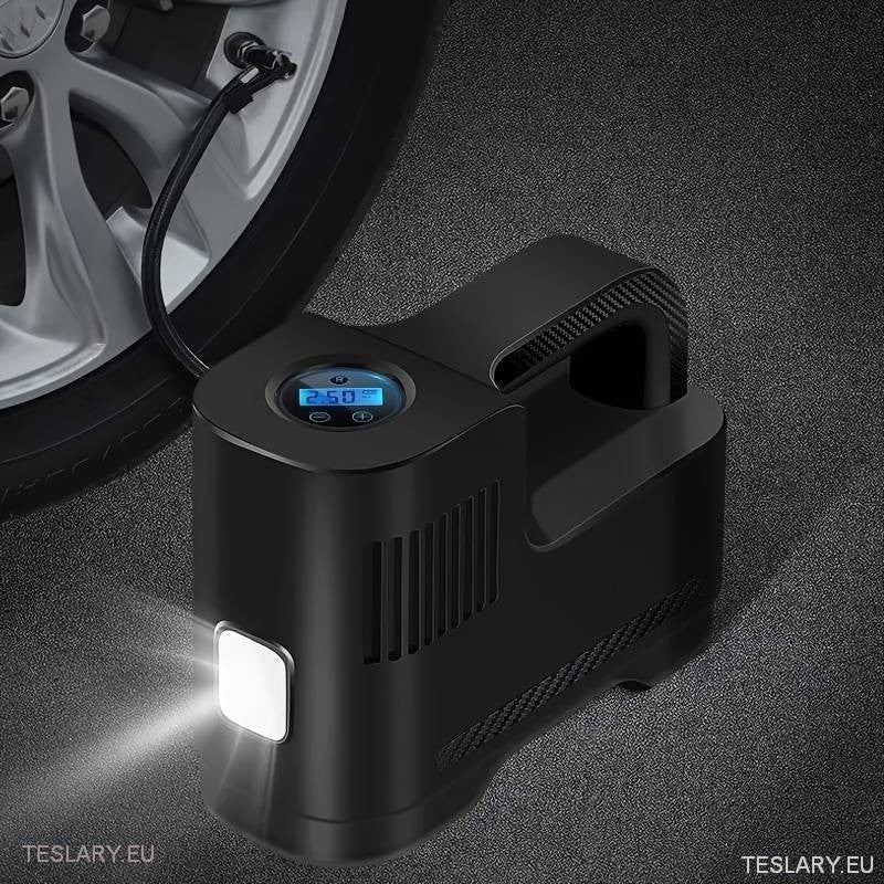 Portable 12 Volt Compressor with Digital Readout - TESLARY Tesla Shop Accessories Europe Nederlands Ireland Deutschland Espana Alicante France Italia