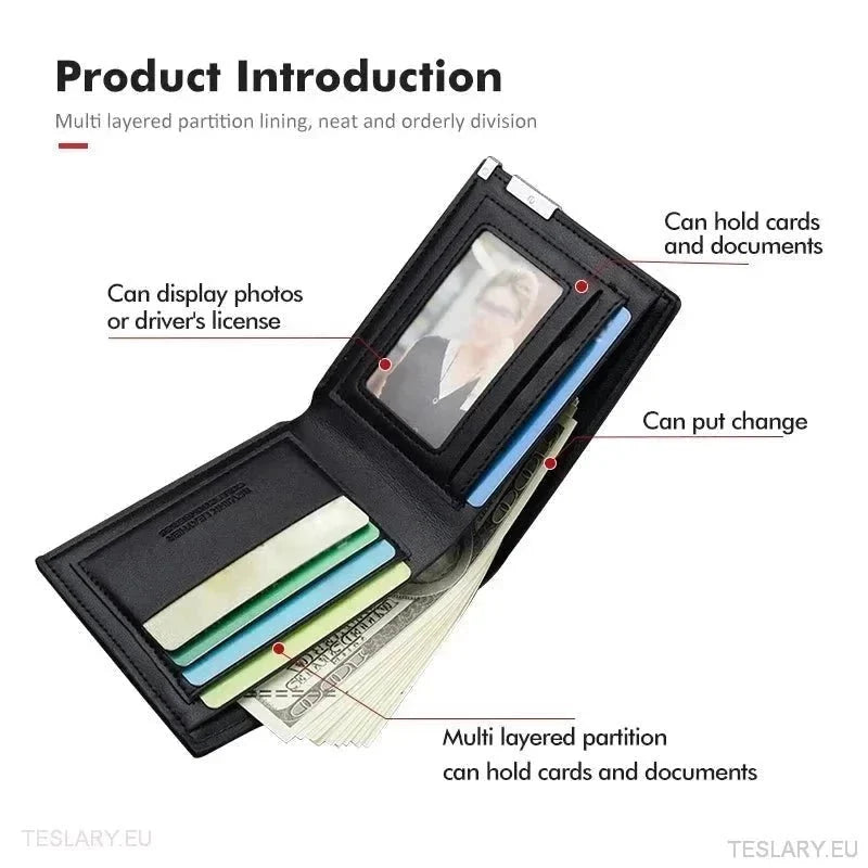 PU Black Leather Wallet / Licence Holder with Tesla Logo - TESLARY Tesla Shop Accessories Europe Nederlands Ireland Deutschland Espana Alicante France Italia