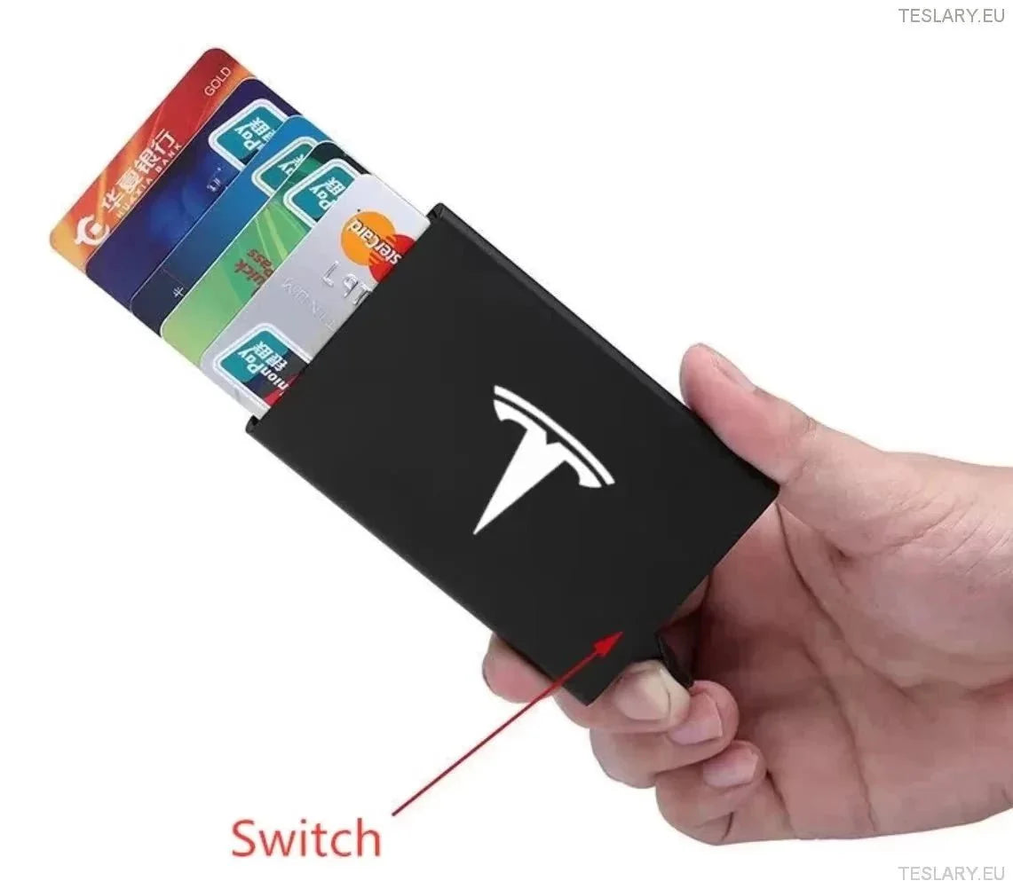 Smart ID CARD RFID Wallet for Bank Cards or Tesla Key with Tesla Logo - TESLARY Tesla Shop Accessories Europe Nederlands Ireland Deutschland Espana Alicante France Italia