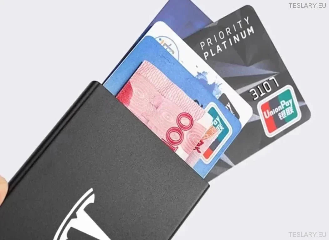 Smart ID CARD RFID Wallet for Bank Cards or Tesla Key with Tesla Logo - TESLARY Tesla Shop Accessories Europe Nederlands Ireland Deutschland Espana Alicante France Italia