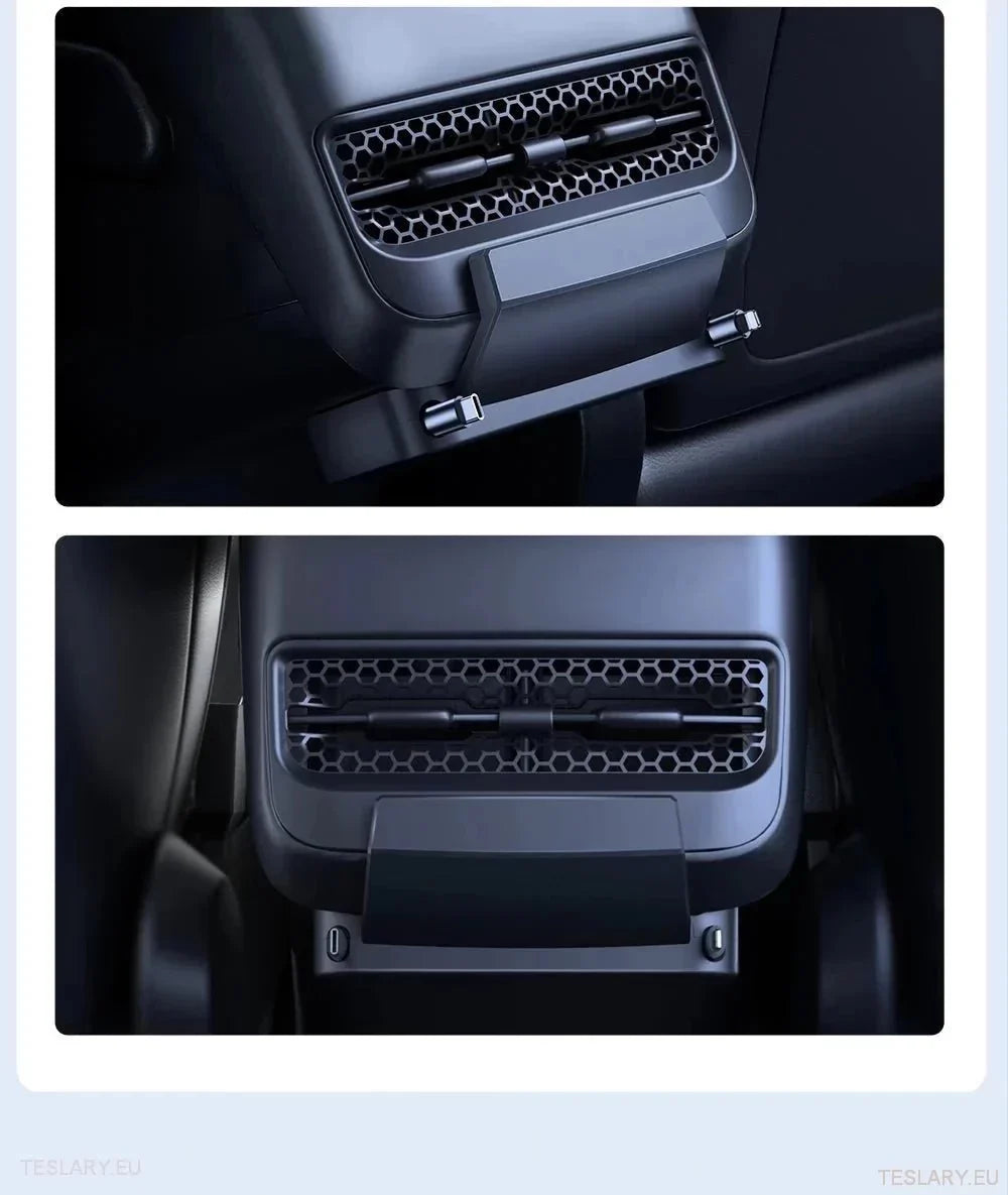 Tesla 3/Y Rear Air Vent USB with Retractable Cables