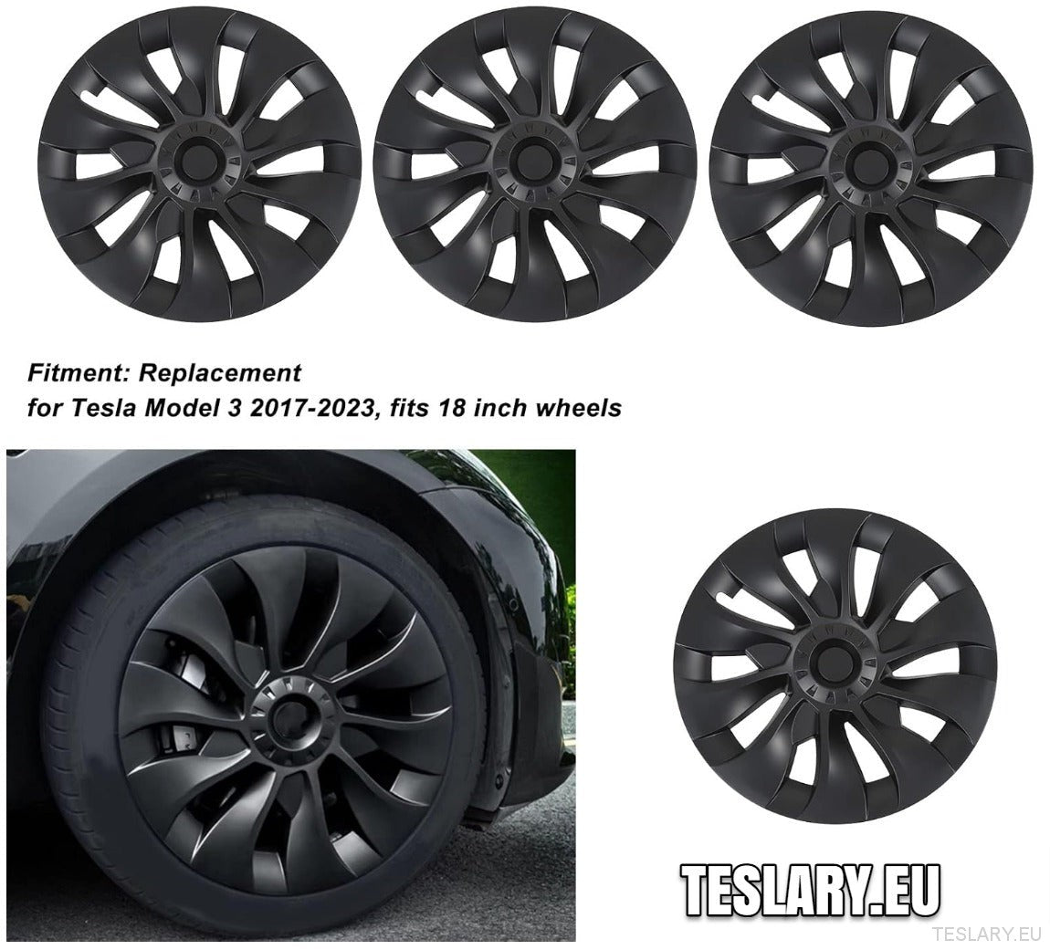Tesla Model 3 18" UNIQUE S23 Performance - Matte Black - TESLARY Tesla Shop Accessories Europe Nederlands Ireland Deutschland Espana Alicante France Italia
