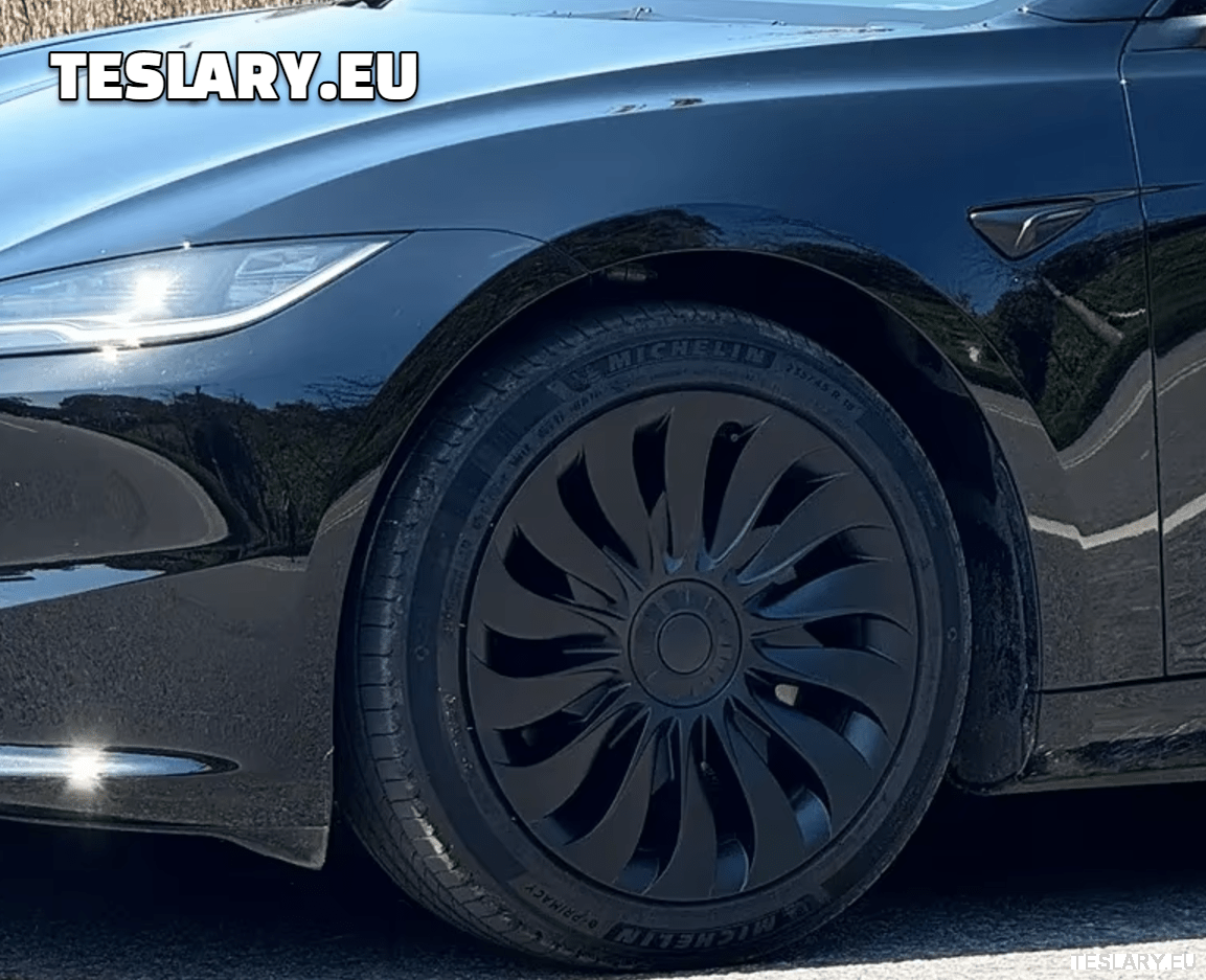 Tesla Model 3+ Highland 18" Storm Style Wheel Covers - Matte Black - TESLARY Tesla Shop Accessories Europe Nederlands Ireland Deutschland Espana Alicante France Italia