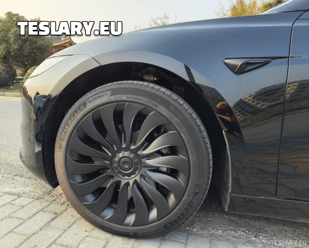 Tesla Model 3+ Highland 18" Storm Style Wheel Covers - Matte Black - TESLARY Tesla Shop Accessories Europe Nederlands Ireland Deutschland Espana Alicante France Italia