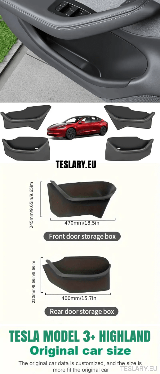 Tesla Model 3+ Highland , Model 3 & Model Y TPE Door Pocket Protectors - TESLARY Tesla Shop Accessories Europe Nederlands Ireland Deutschland Espana Alicante France Italia