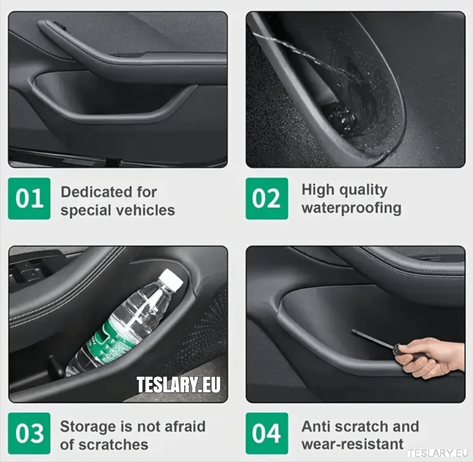 Tesla Model 3+ Highland , Model 3 & Model Y TPE Door Pocket Protectors - TESLARY Tesla Shop Accessories Europe Nederlands Ireland Deutschland Espana Alicante France Italia