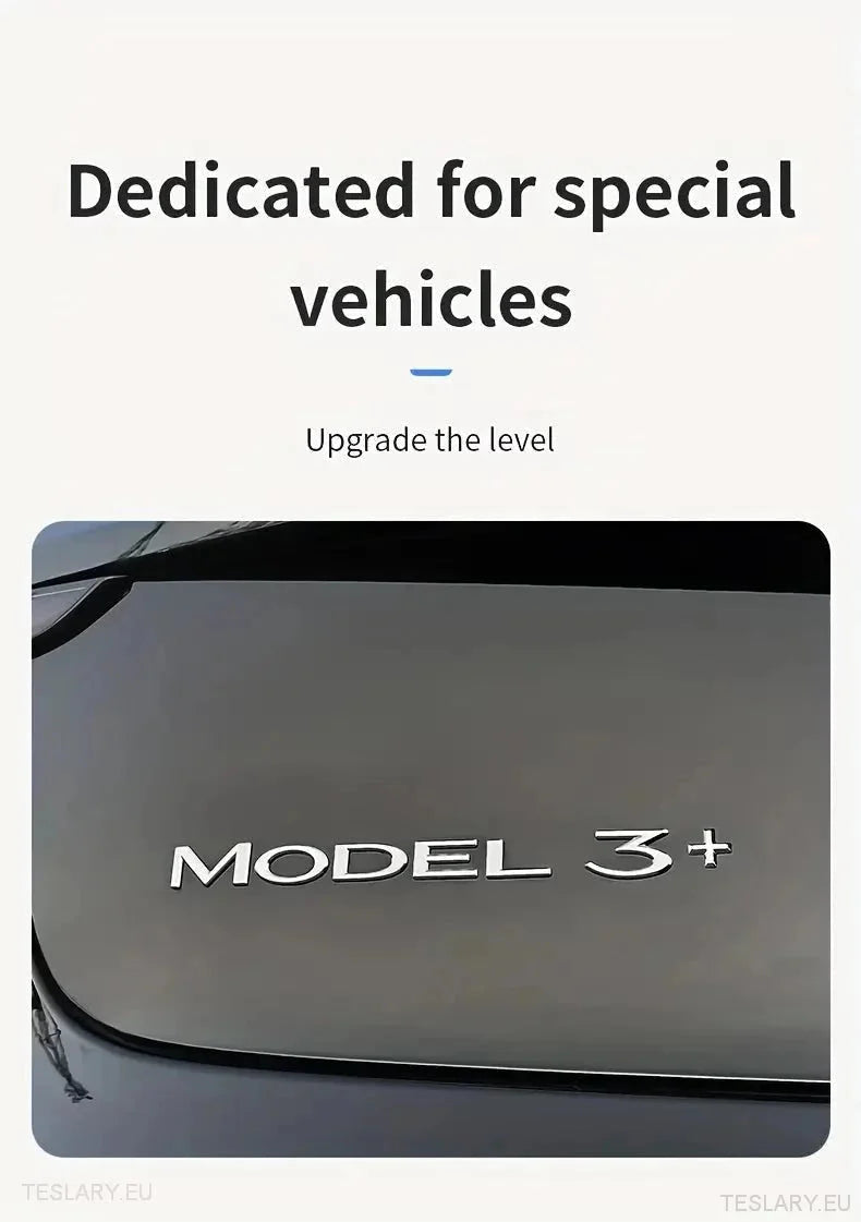Tesla Model 3+ Long Range " + " logo SIlver - Tesla Shop Europe - TESLARY.IE Ireland - France boutique- Deutschland Geschäft- España comercio - Nederland winkel- TESLARY.IE
