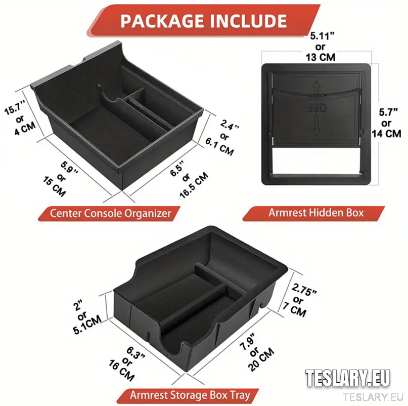 Tesla Model 3 / Y Accessories 3 Pack Front & Rear Trays & Hidden Storage - TESLARY Tesla Shop Accessories Europe Nederlands Ireland Deutschland Espana Alicante France Italia