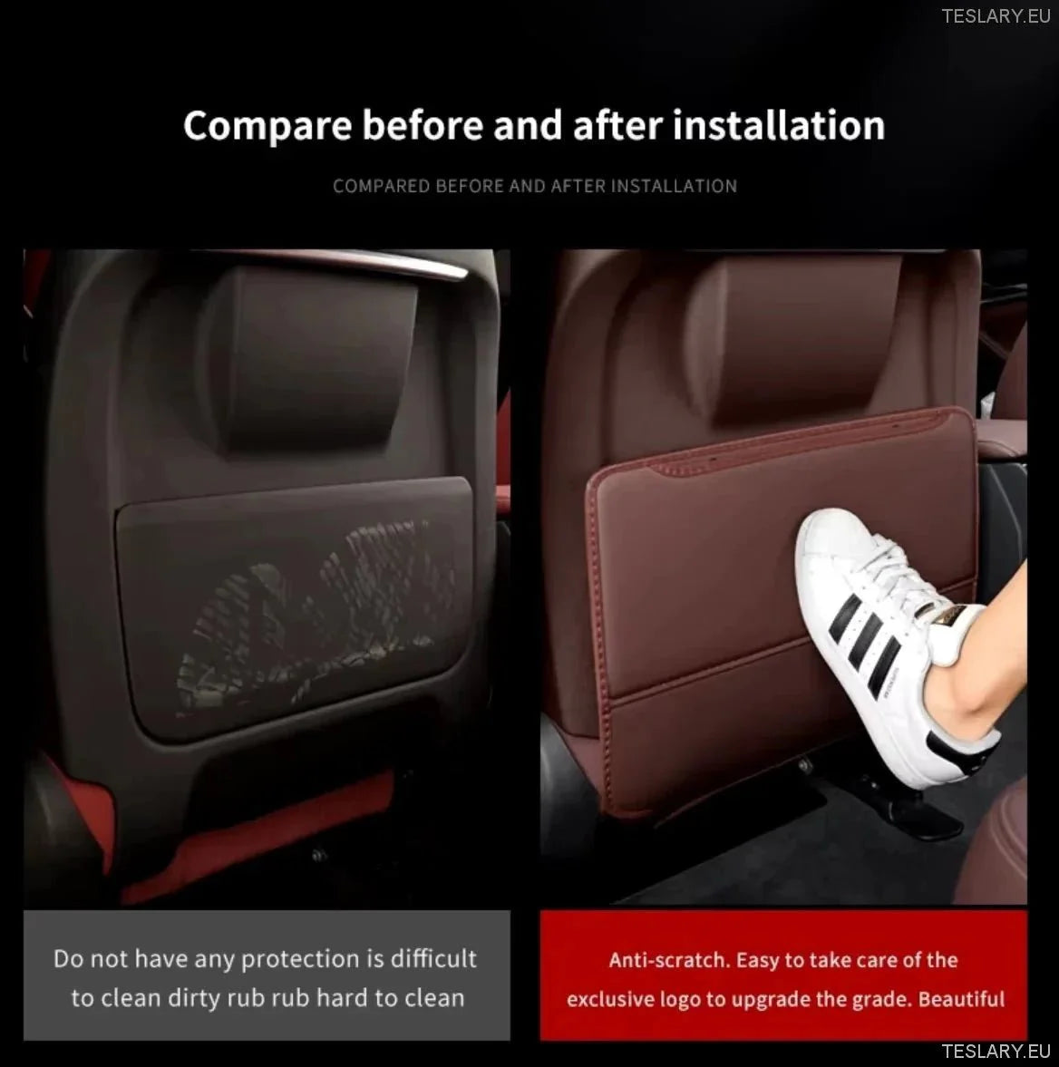 Tesla Model 3 / Y Anti Kick Protection PU Leather Cover with Model Logo - TESLARY Tesla Shop Accessories Europe Nederlands Ireland Deutschland Espana Alicante France Italia