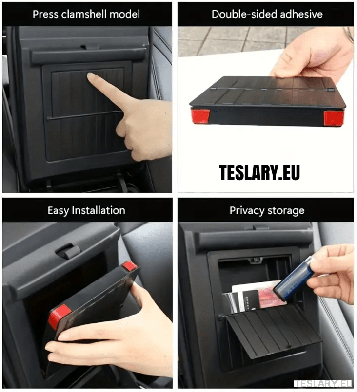 Tesla Model 3 / Y Armrest Hidden Storage - TESLARY Tesla Shop Accessories Europe Nederlands Ireland Deutschland Espana Alicante France Italia