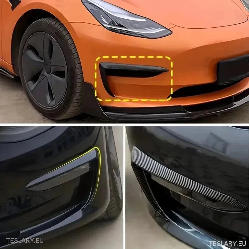 Tesla Model 3 / Y Fog Lights Wind Splitter In Carbon and Black -TESLARY.IE Tesla Shop Europe