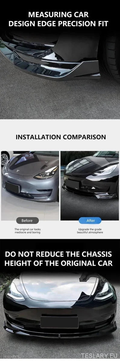 Tesla Model 3 / Y Front ABS Lip Spoiler - Gloss Black -TESLARY.IE Tesla Shop Europe