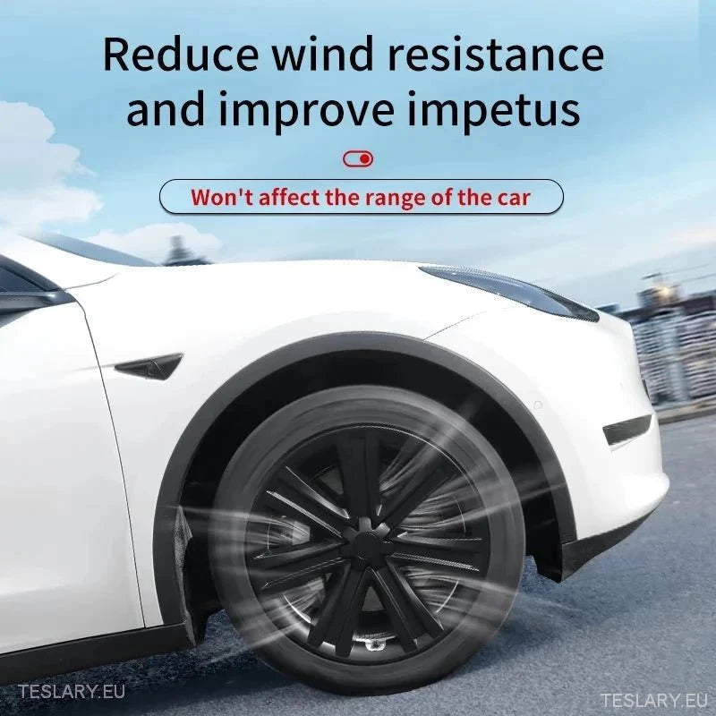 TESLA MODEL Y 19" BLADE STYLE FULL COVER WHEEL HUBS -TESLARY.IE Tesla Shop Europe