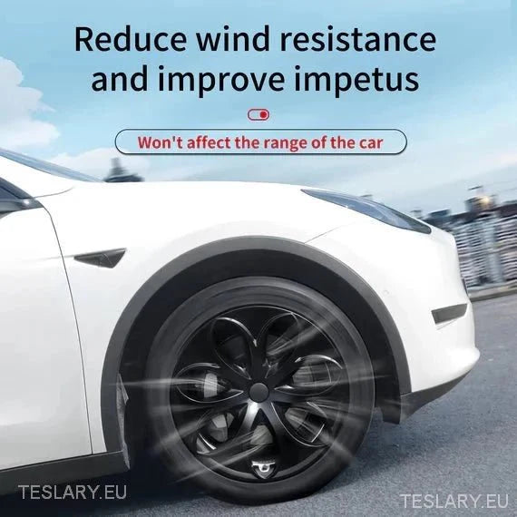 TESLA MODEL Y 19" PETAL STYLE WHEEL HUBS -TESLARY.IE Tesla Shop Europe
