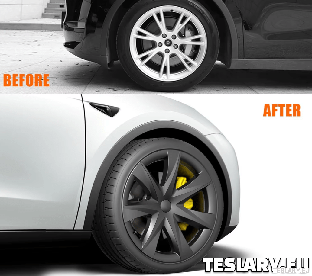 TESLA MODEL Y 19" UNIQUE S3 FULL COVER WHEEL HUBS - TESLARY Tesla Shop Accessories Europe Nederlands Ireland Deutschland Espana Alicante France Italia