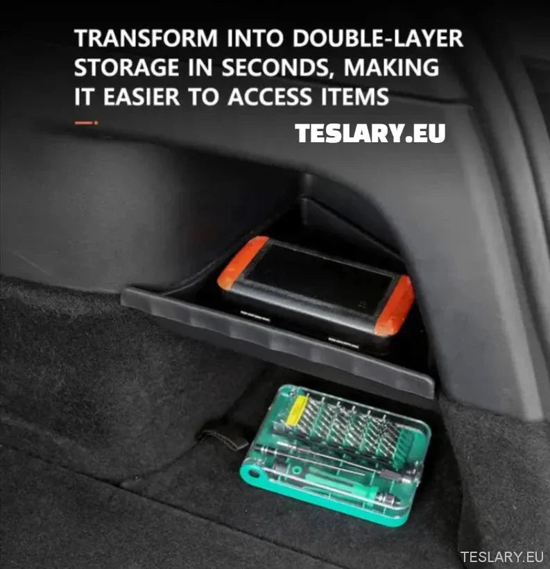 Tesla Model Y Trunk Organiser Side Shelf Storage - TESLARY Tesla Shop Accessories Europe Nederlands Ireland Deutschland Espana Alicante France Italia