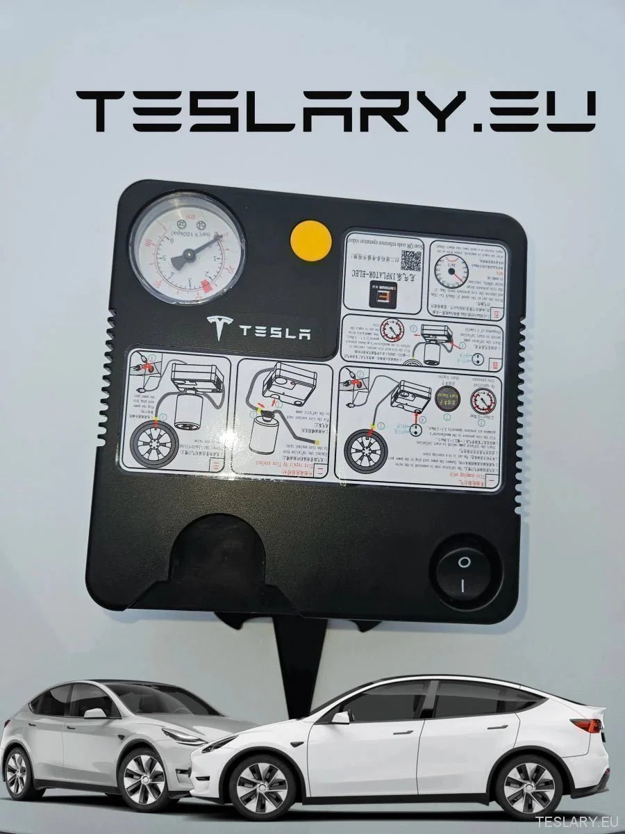 Tyre Puncture Repair Kit with Compressor and Storage Bag - TESLARY Tesla Shop Accessories Europe Nederlands Ireland Deutschland Espana Alicante France Italia