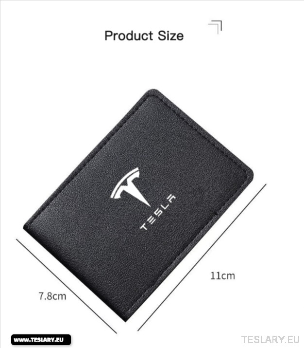 Ultra - Thin Leather ID / Card / License Holder With TESLA LOGO Back - TESLARY Tesla Shop Accessories Europe Nederlands Ireland Deutschland Espana Alicante France Italia