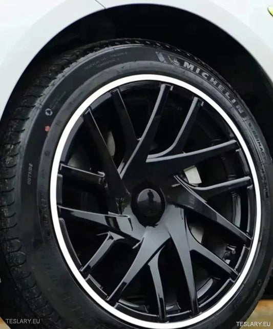 18" Tesla 3 Highland Full Rim Bright White / Black Wheel Cover - TESLARY Tesla Shop Accessories Europe Nederlands Ireland Deutschland Espana Alicante France Italia