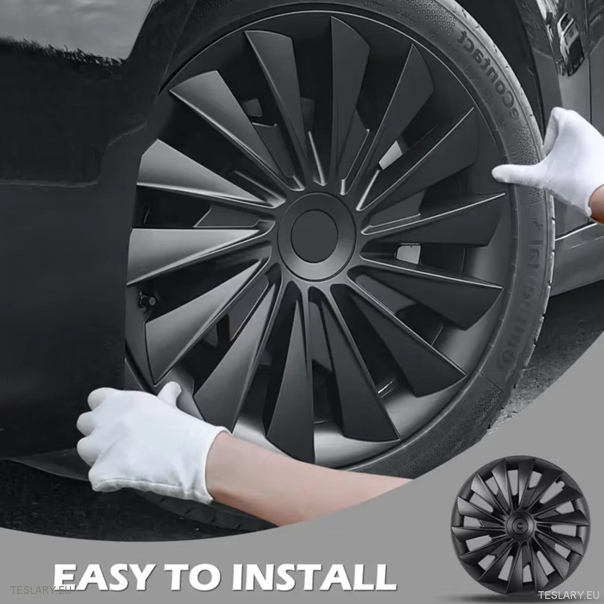 18" Tesla Model 3 Highland Performance Induction Style Wheel Covers - Matte Black - TESLARY Tesla Shop Accessories Europe Nederlands Ireland Deutschland Espana Alicante France Italia