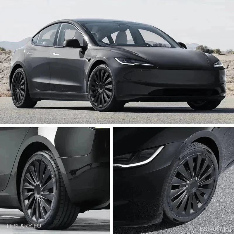 18" Tesla Model 3 Highland Performance Induction Style Wheel Covers - Matte Black - TESLARY Tesla Shop Accessories Europe Nederlands Ireland Deutschland Espana Alicante France Italia