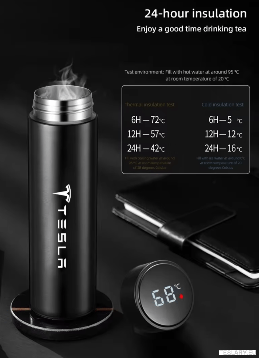 500ml Portable Insulated Travel Mug for Outdoor Adventures with Tesla Logo