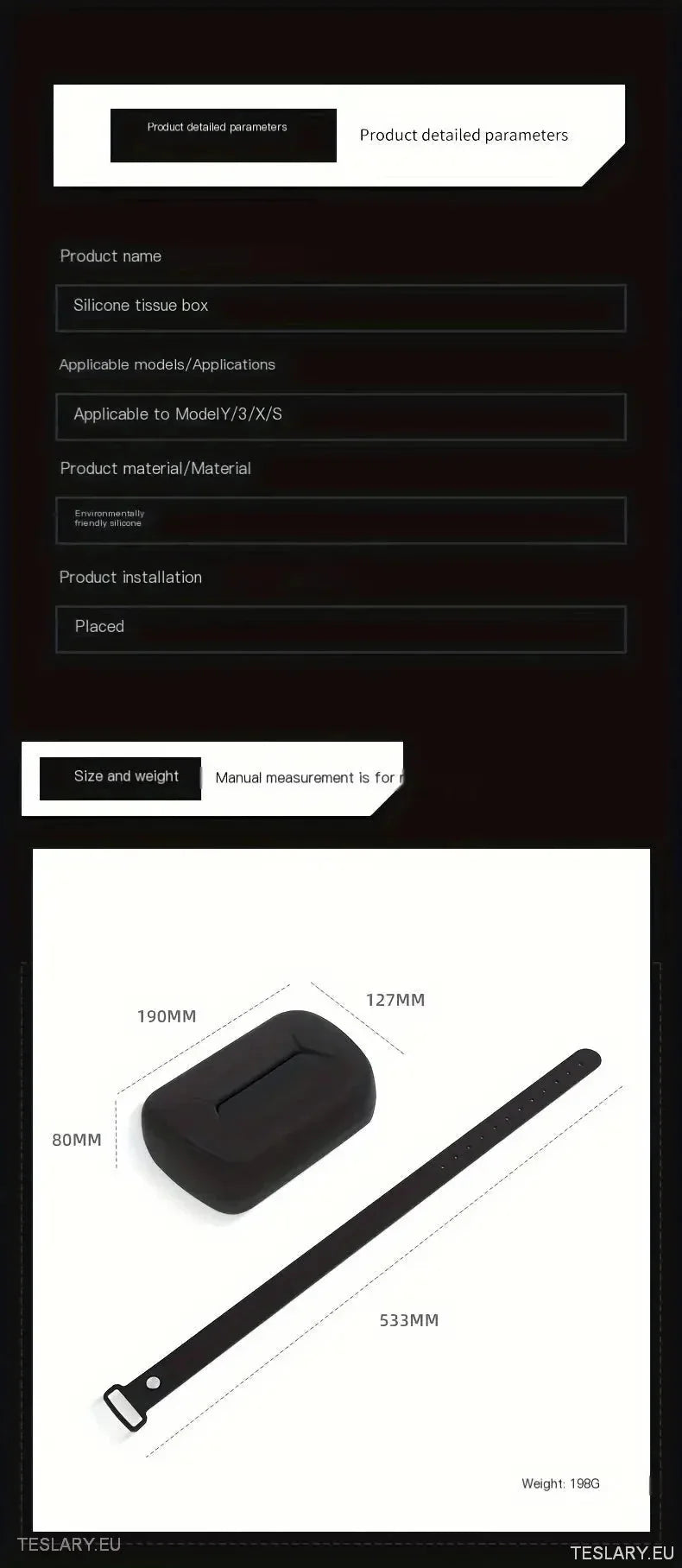 Tesla 3/Y/X/S Silicone Tissue Holder with Adjustable Strap