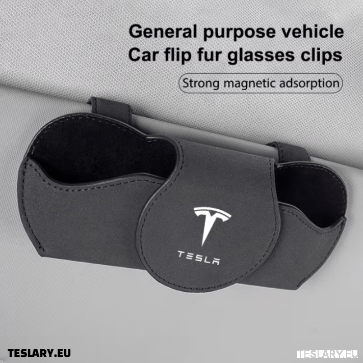 Tesla Glasses Case Sun Visor Glasses Holder With Tesla Logo Colour Black