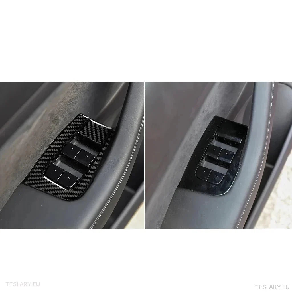 Real Soft Carbon Fiber Electric Window Trim Pieces for Tesla Model 3 & Y