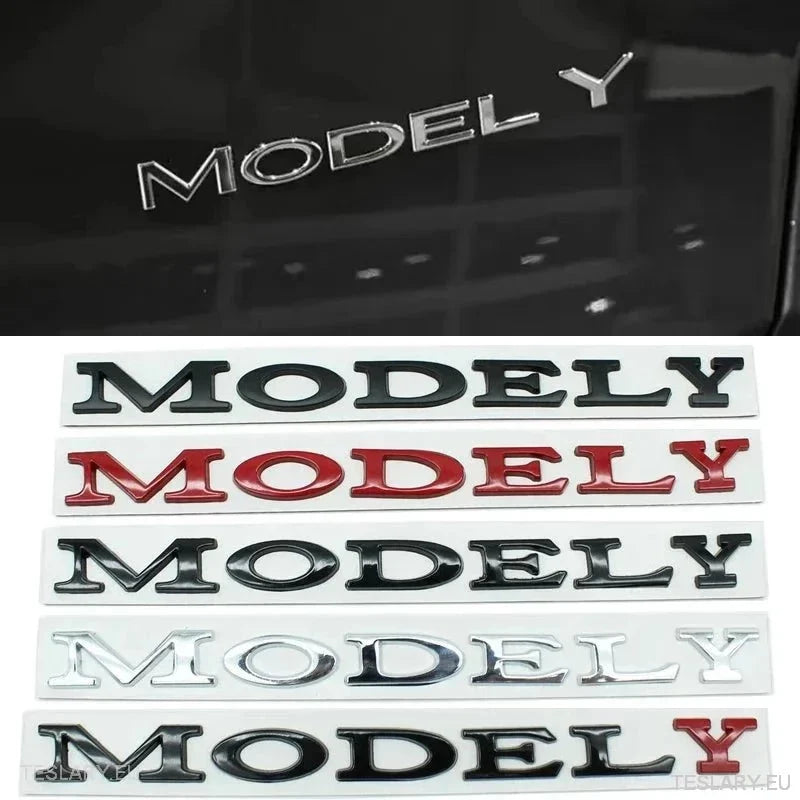 TESLA  " MODEL Y " REAR LOGO EMBLEM IN CHROME & BLACK