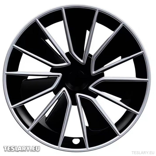 TESLA MODEL Y 19" UNIQUE S15 FULL COVER WHEEL HUBS BLACK & SILVER