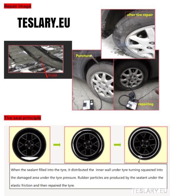 Tyre Puncture Repair Kit with Compressor and Storage Bag