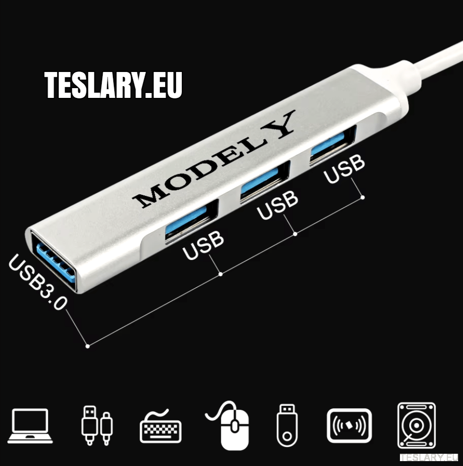 Tesla 3 Y S X USB Docking Station / HUB LHD or RHD Logo