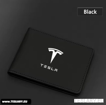 Ultra-Thin Leather ID / Card / License Holder With TESLA LOGO Back