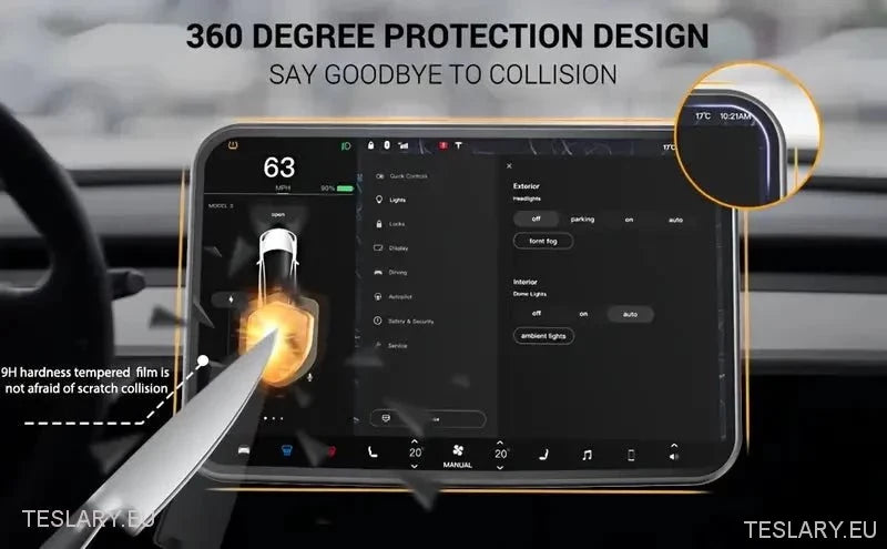 Tesla Model 3 / Y Tempered Glass Screen Protector with Carbon Fibre Edge