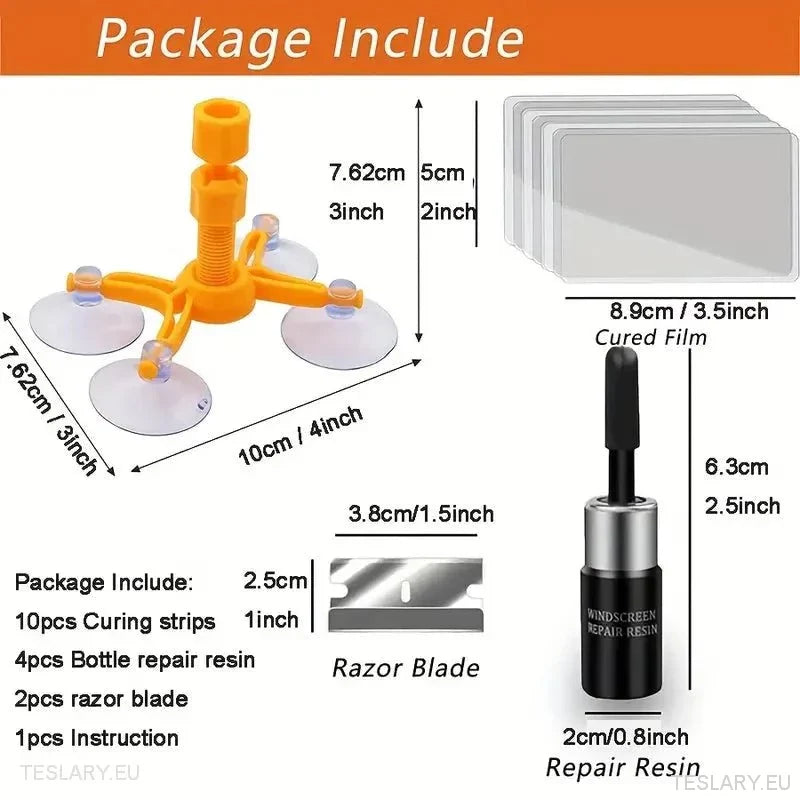 Windscreen Glass Crack Repair Kit with Resin Chamber