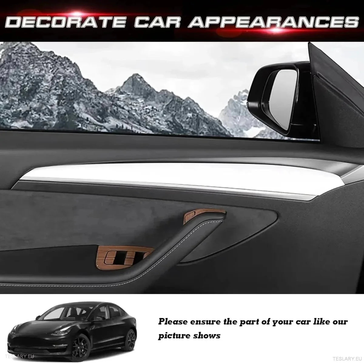Internal Door Side Trims Tesla 3/Y - TESLARY Tesla Shop Accessories Europe Nederlands Ireland Deutschland Espana Alicante France Italia
