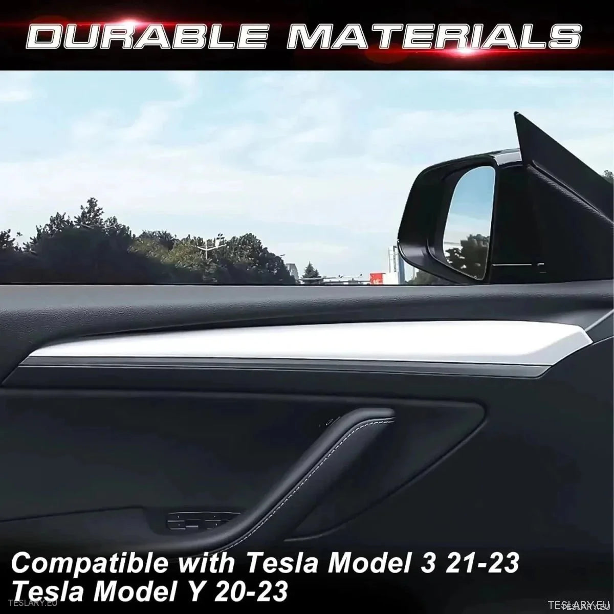 Internal Door Side Trims Tesla 3/Y - TESLARY Tesla Shop Accessories Europe Nederlands Ireland Deutschland Espana Alicante France Italia